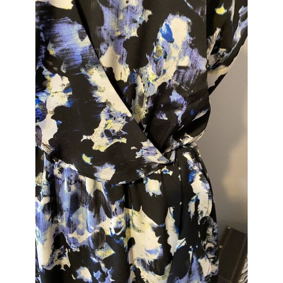 APT 9 Dress Blue Floral Large 10 12 14 V Neck Midi Washable - Picture 5 of 7